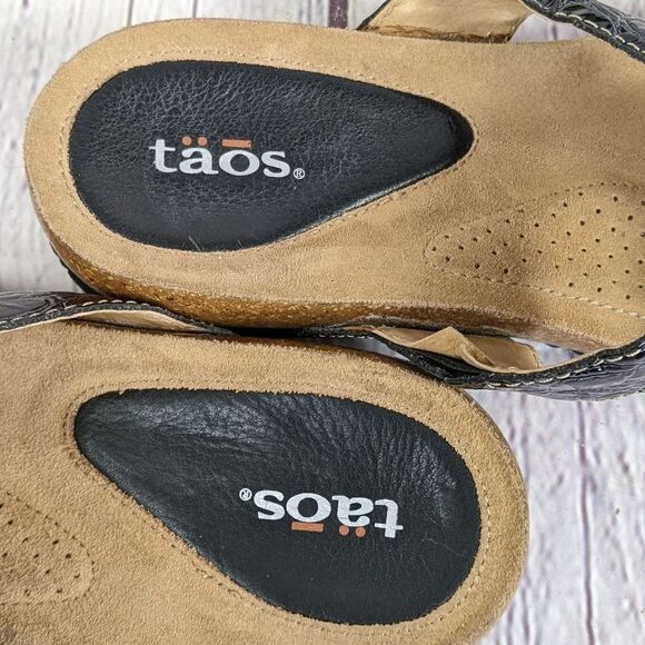 Taos Nameshout Leather Croc Slide Sandals Cushioned Footbed Comfort - Picture 7 of 11